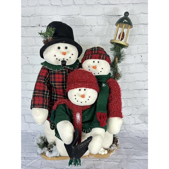 Large 30” Standing Snowman Family Caroling Fleece Door Greeters Sterling Inc